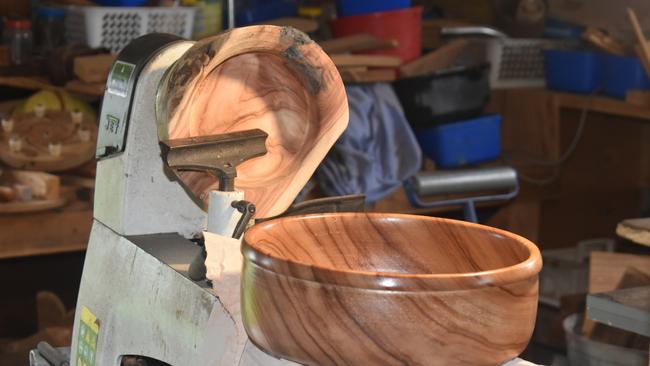 Whitsunday long-time resident Wyn Radke has opened the doors of his shed to share his passion for woodturning. Picture: Estelle Sanchez