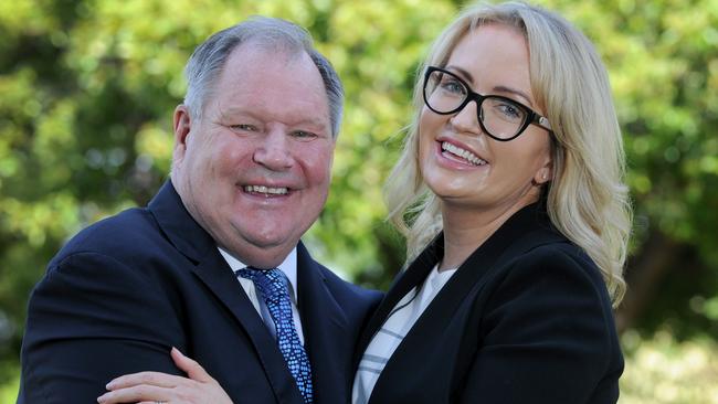 Lord Mayor Robert Doyle with his wife Emma Page Campbell. Picture: Andrew Henshaw