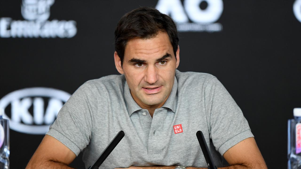 Roger Federer, speaking after a loss to Novak Djokovic in Melbourne in January, is struggling to recover from a knee injury in time for the Australian Open. Picture: Getty Images