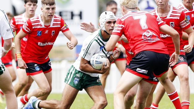 Jace Baker with the ball  for Western Rams. Picture: John Appleyard. Laurie Daley Cup 2025 Round 1, Illawarra South Coast Dragons vs Western Rams at Ron Costello Oval, Shellharbour.  9 February 2025. Picture: John Appleyard