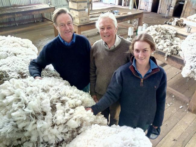 Hazeldean, Monaro, NSW, from left: Jim, James and Bea Litchfield. Pic credit: Sarah Hudson