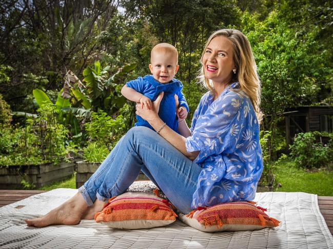 Briony Benjamin and her one-year-old son Charlie. Picture: Nigel Hallett