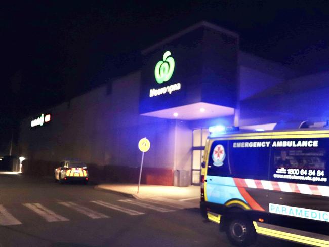 A man has been airlifted to hospital with possible life threatening injuries following an alleged assault taking place at Woolworths in Mooroopna on Monday night. Picture: Crime Watch Victoria
