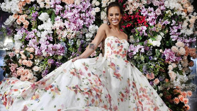 Neighbours star Bonnie Anderson glammed up before the Logies at The Adelphi hotel. Picture: David Caird