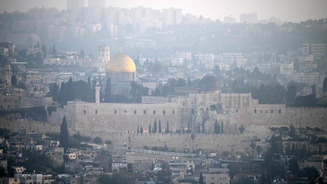 Jerusalem's Old City at dawn of April 14 after Iran launched a drone and missile attack on Israel. Picture: Ronaldo Schemidt / AFP