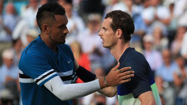 Nick Kyrgios, left, and Andy Murray. Picture: Getty Images