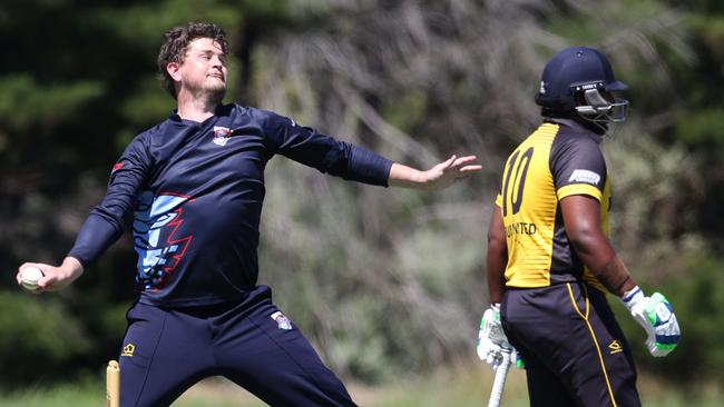 Diggers Rest Bulla skipper Rhys Berry in action. Picture: Stuart Milligan