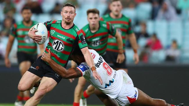 Damien Cook insists Souths are in good hands with Blake Taaffe stepping in at fullback for Latrell Mitchell. Picture: Mark Metcalfe/Getty Images