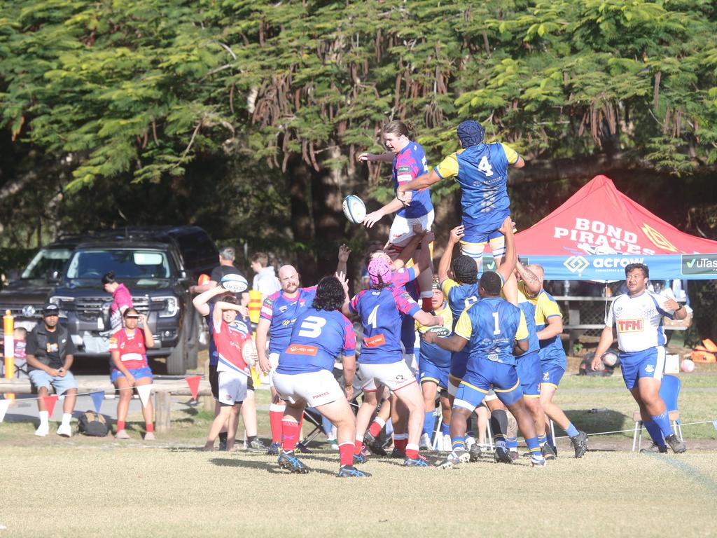 GCDRU round 13 seniors - 1st grade. Bond Pirates vs. GC Eagles. 14 July 2024 Miami Picture by Richard Gosling