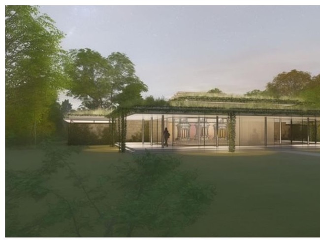 Artist impression of new front entrance of temple at Govardhana Farm