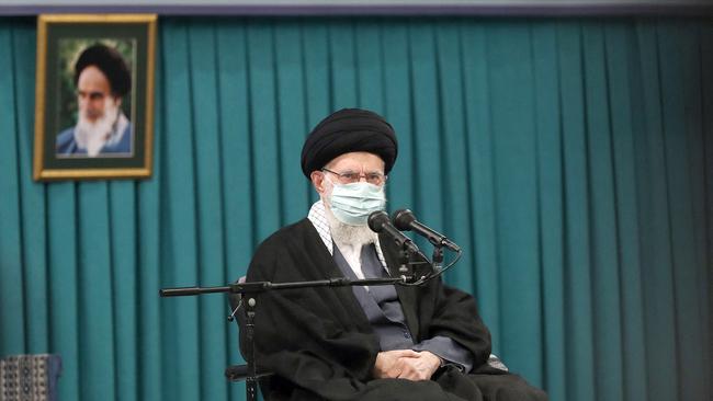 Ayatollah Ali Khamenei addresses a meeting with Iranian women in Tehran on Wednesday. Picture: AFP