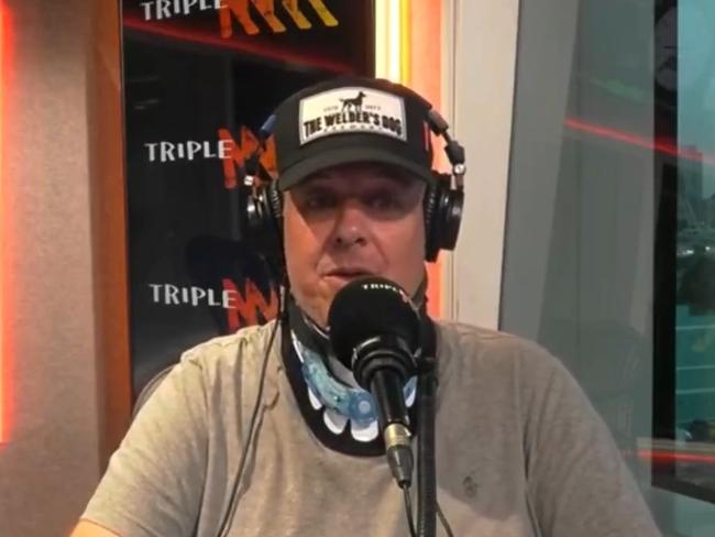 Aussie radio presenter Ben “Dobbo” Dobbin returned to work on Tuesday. Picture: Triple M’s The Rush Hour with Leisel Jones, Liam &amp; Dobbo.