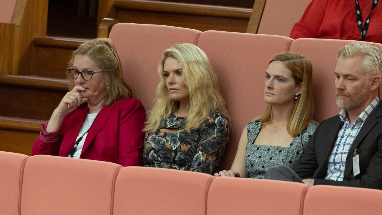 The family of late NSW Liberal Senator Jim Molan, including Sky News host Erin, sat in the public gallery in parliament on Monday for the special condolence motion. Picture: NCA NewsWire.
