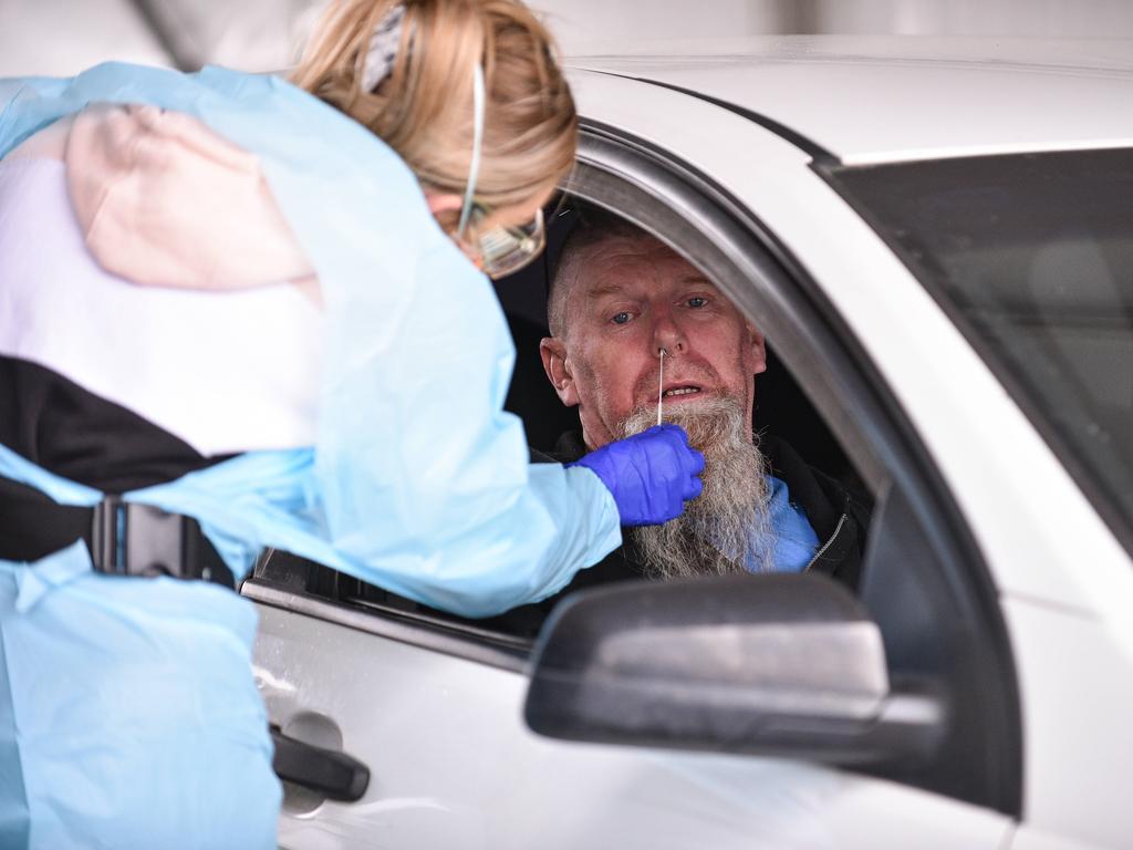 A drive-through testing clinic in Sydney. Picture: NCA NewsWire / Flavio Brancaleone