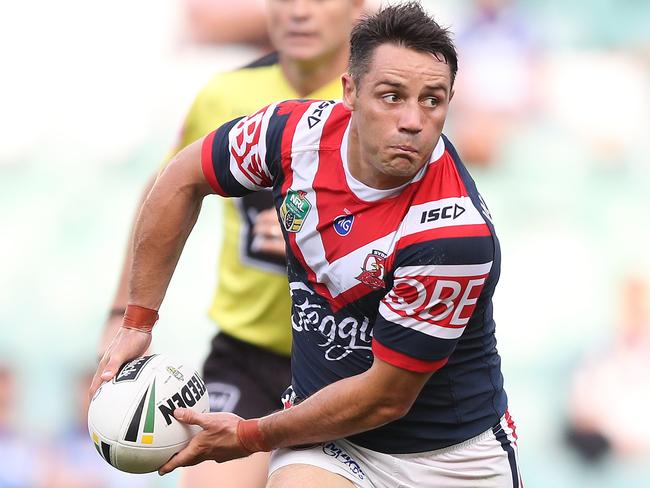 Roosters Cooper Cronk during the Sydney Roosters v Bulldogs rugby league match at Allianz Stadium, Sydney. Picture: Brett Costello