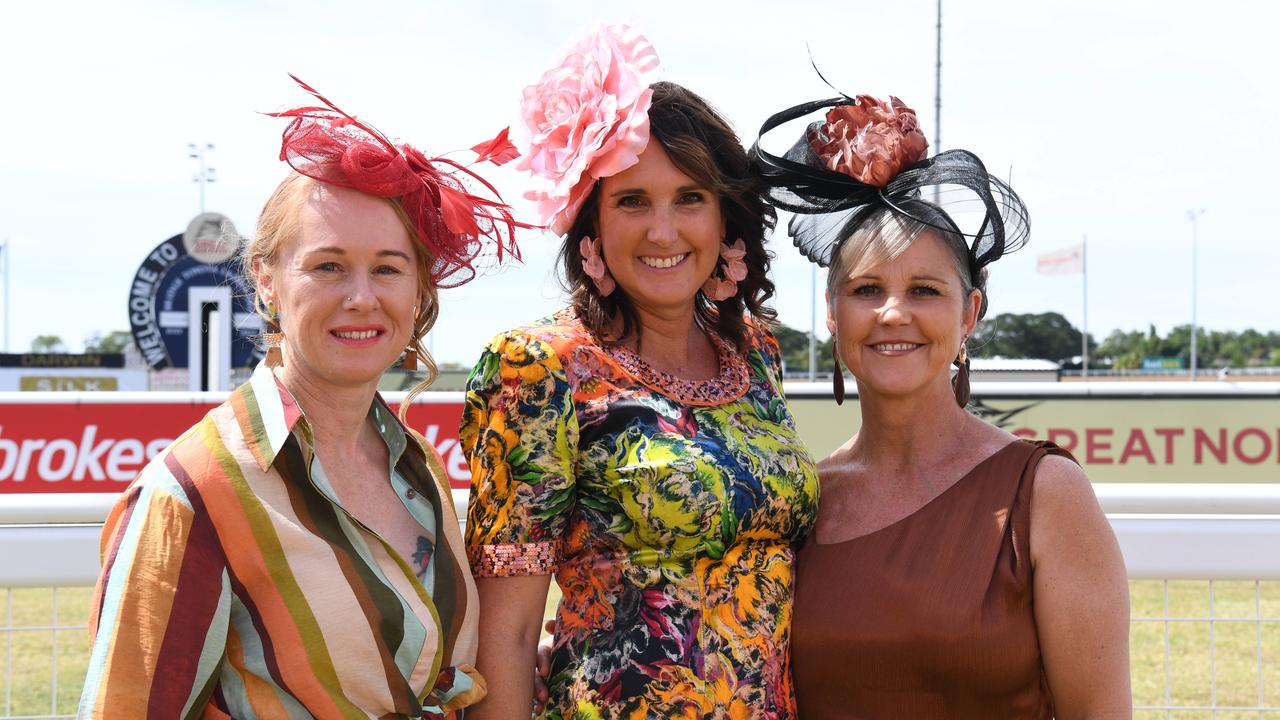 Michelle Holl, Zoe Eyles and Emma Hansen at the Bridge Toyota Ladies’ Day. Picture: (A)manda Parkinson