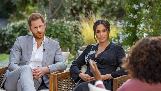 Readers are told of ‘Frankensuit’, the start of a series of events that culminated in the Oprah interview with Prince Harry and Meghan Markle. AFP PHOTO/ HARPO PRODUCTIONS - Joe Pugliese