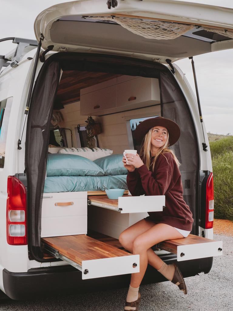 An increasing number of young people are taking up the van lifestyle. Picture: @she.who.explores/Camplify