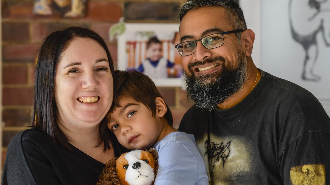 Belinda Wahry with her partner Ronick Hirani and their son Toby, 2. Picture: Roy VanDerVegt