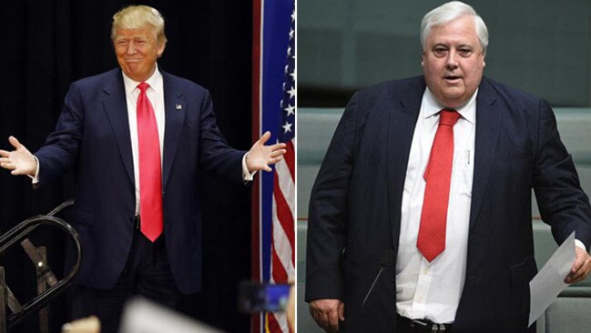 There’s no mistaking that in political terms Trump, like Palmer, is a human wrecking ball. Pictures: AP, AAP