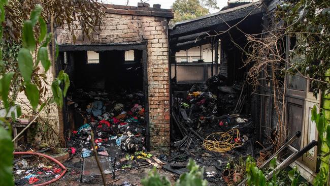 The scene of a fatal house fire in Upper Skene St, Newtown. Picture: Brad Fleet