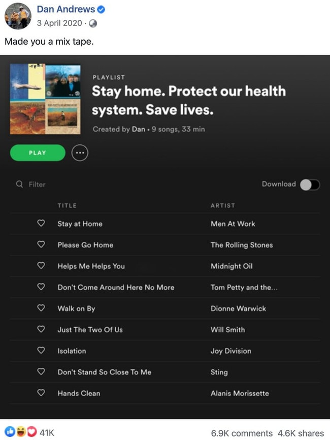 A Spotify playlist prepared by Eloise Young for the Victorian Premier