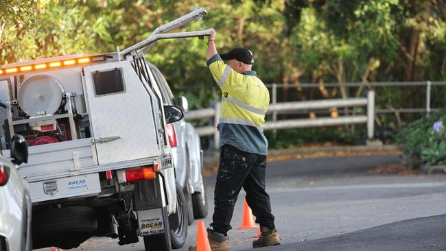 Crews clean up on Magney Street Woollahra. Picture: Rohan Kelly