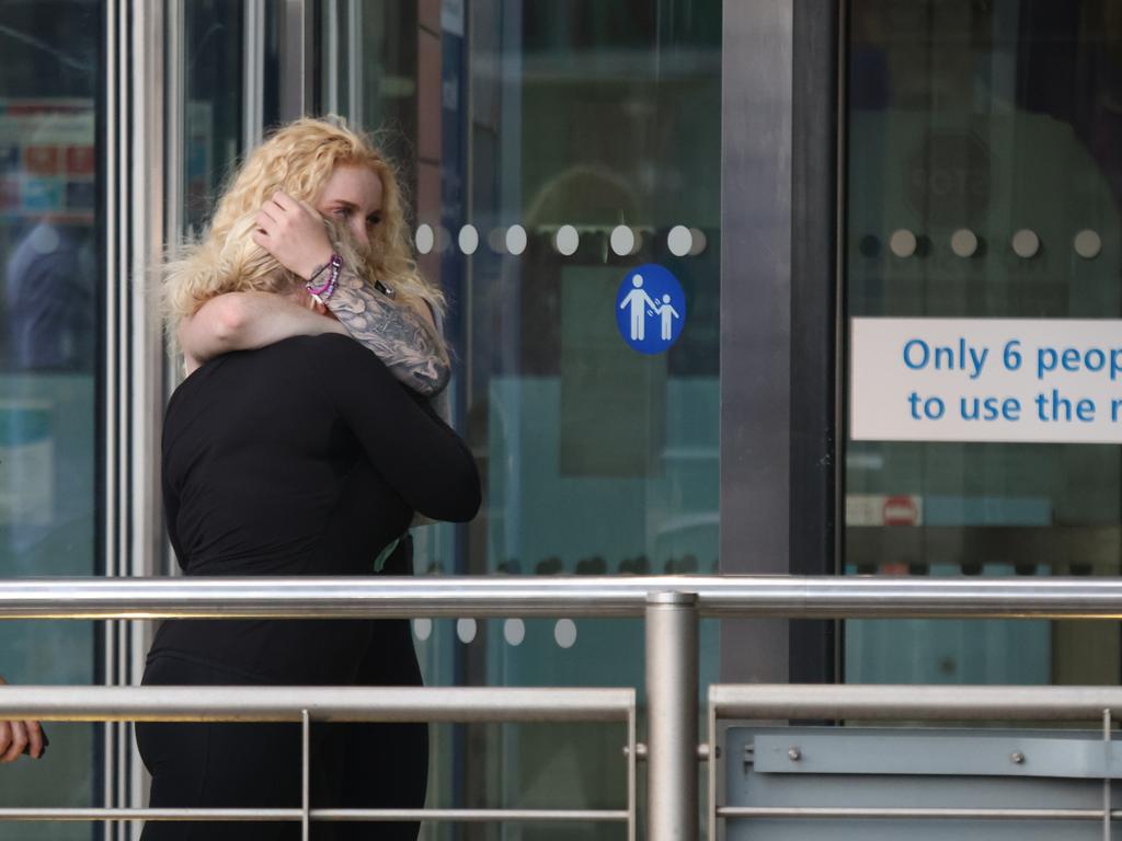 Hollie was consoled outside hospital earlier this week. Picture: James Manning/PA Wire