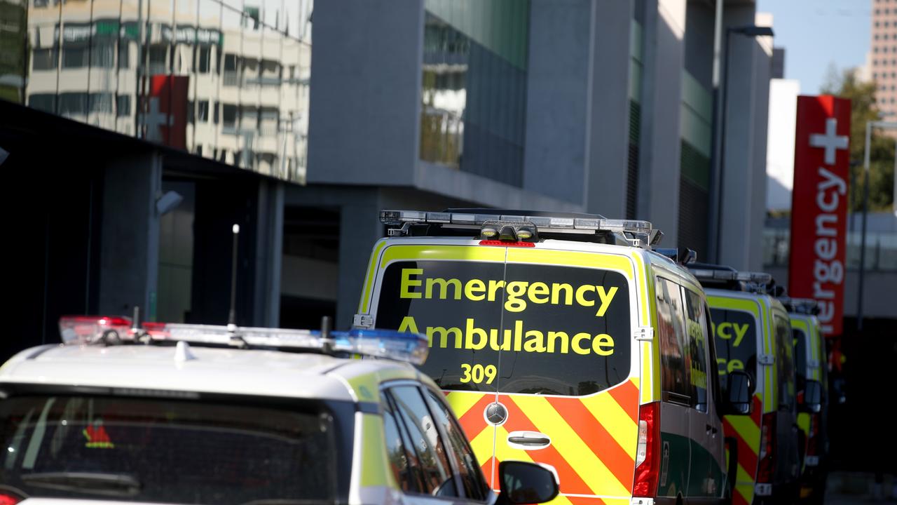 Ambulances at the Royal Adelaide Hospital. Picture: NCA NewsWire / Kelly Barnes