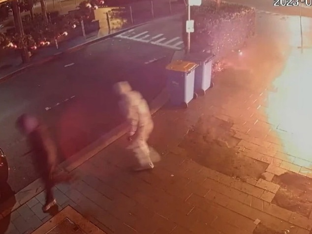 CCTV vision of an alleged December arson attack on a Strathfield business. Picture: NSW Police