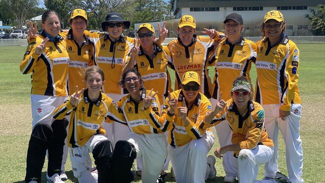 Norths celebrate winning back-to-back Cricket Far North 30 Overs titles.
