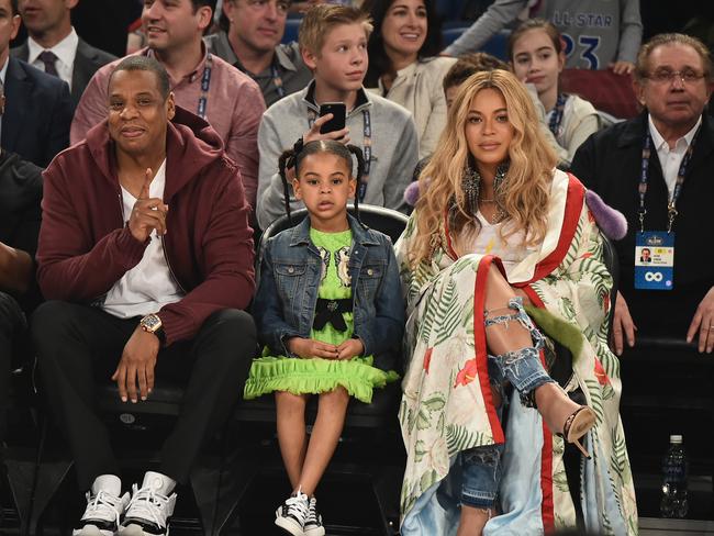 Jay-Z with Beyonce and daughter, Blue Ivy. On his new album <i>4:44</i> the rapper says that it took his daughter’s birth for him to see things through his wife’s eyes. Picture: Theo Wargo/Getty Images