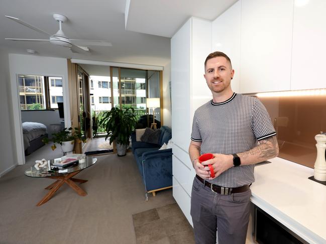 Josh Frew, at home in Bowen Hills, for Sunday Mail Rent by Suburbs, on Monday 4th March - Photo Steve Pohlner