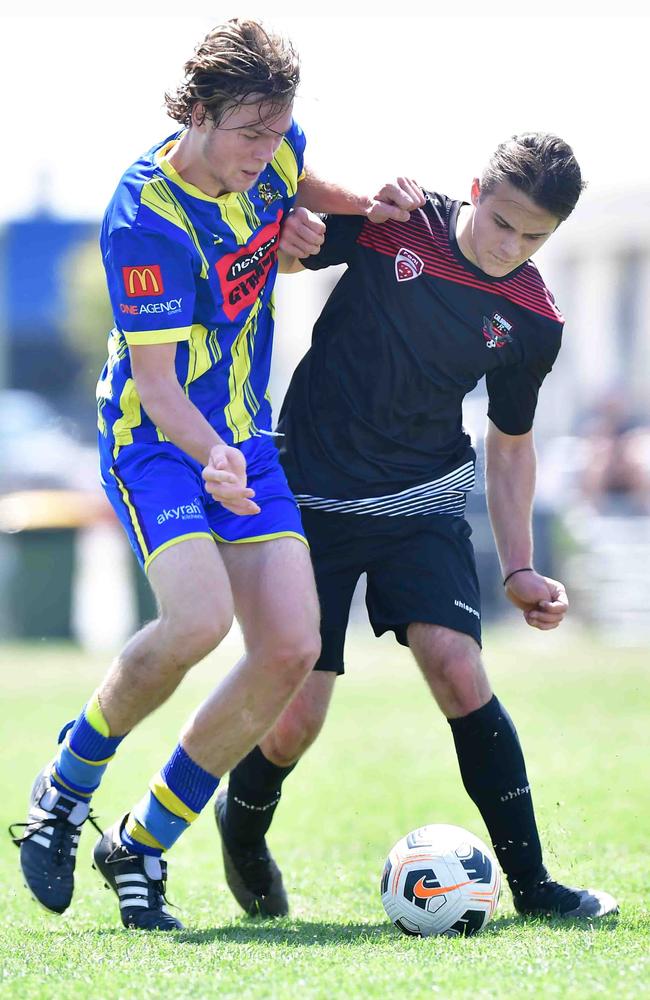 SOCCER: U 17 boys, Caloundra V Gympie. Picture: Patrick Woods.