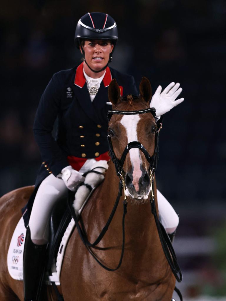 Britain's Charlotte Dujardin riding Gio during the Tokyo 2020 Olympic Games. Photo by Behrouz MEHRI / AFP.