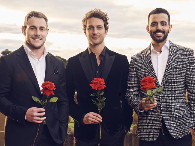 WARNING.NETWORK USAGE ONLY TO BE USED FOR THE WEEK OF DECEMBER 3RD 2023 Former  NRL player Luke Bateman, , Australian model Ben Waddel and  Brazilian influencer Wesley Senna Cortes Are The Bachelors Australia 2023. Picture: Ten