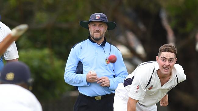 NMCA Cricket: Darebin Chargers v Bundoora Park. Jake Bennett Bowling for Darebin Chargers. Picture: David Smith