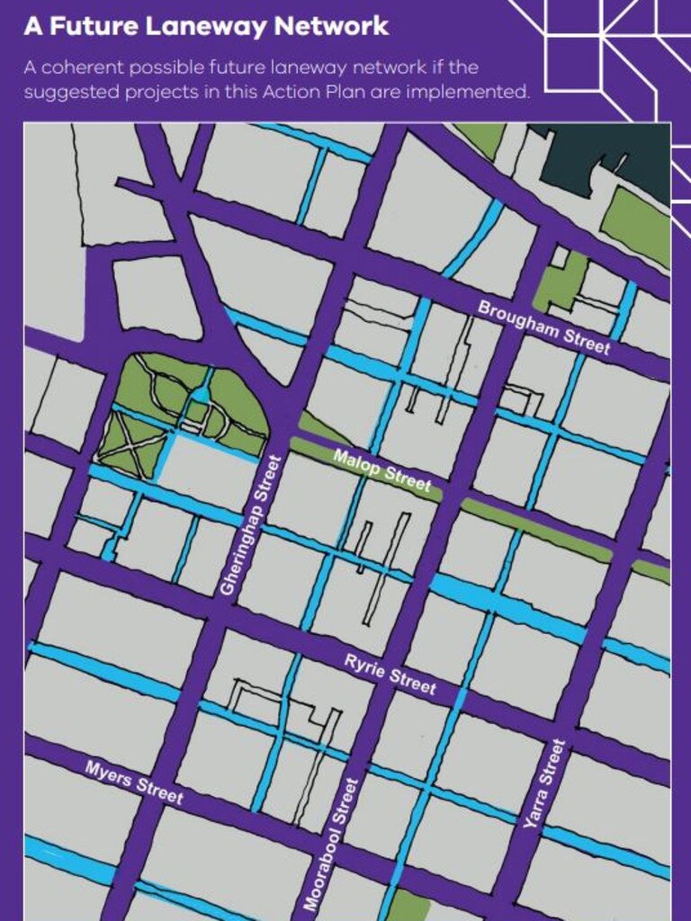 The state government’s Laneways Action Plan recommends the construction of new connections throughout central Geelong.