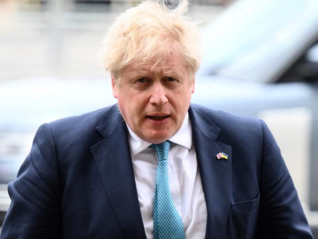 Britain's Prime Minister Boris Johnson arrives to attend a Service of Thanksgiving for Britain's Prince Philip, Duke of Edinburgh, at Westminster Abbey in central London on March 29, 2022. - A thanksgiving service will take place on Tuesday for Queen Elizabeth II's late husband, Prince Philip, nearly a year after his death and funeral held under coronavirus restrictions. Philip, who was married to the queen for 73 years, died on April 9 last year aged 99, following a month-long stay in hospital with a heart complaint. (Photo by Daniel LEAL / AFP)