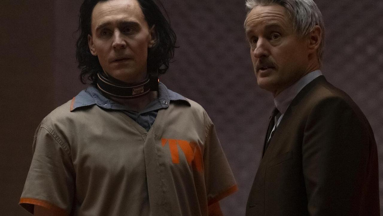 Tom Hiddleston as the title character and Owen Wilson as Mobius M. Mobius in a scene from Loki on Disney+.