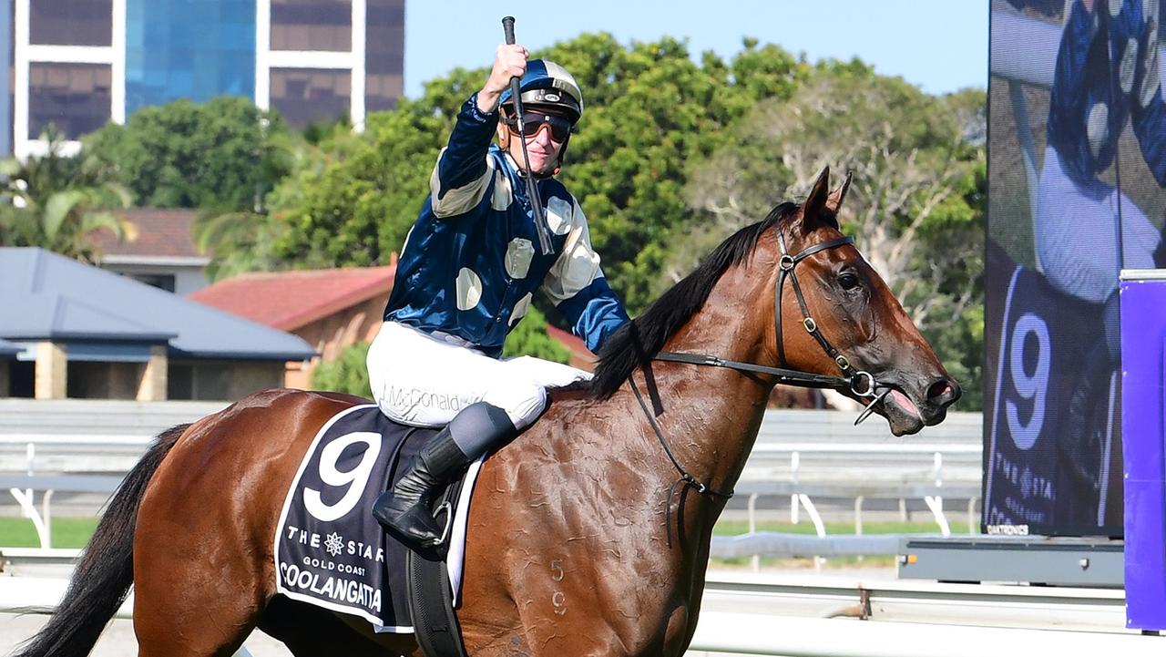 James McDonald won the Magic Million 2YO Classic aboard Coolangatta in 2022. He will miss next month’s meeting because of suspension. Picture: Grant Peters/Trackside Photography