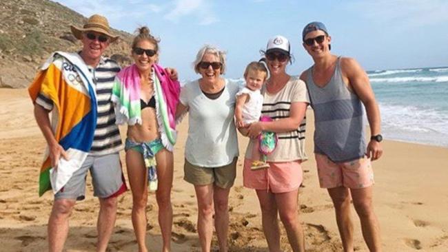 Jack and Jess Trengove with mum dad Colin, mum Deb and sister Abbie with daughter Sophie.