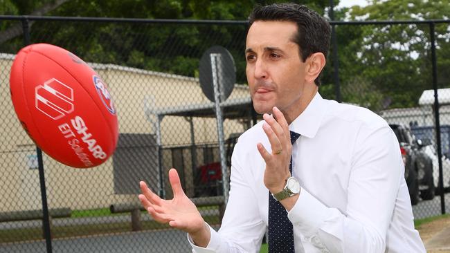 GOLD COAST, AUSTRALIA - OCTOBER 13, 2024: Queensland opposition leader David Crisafulli during a visit to the Gold Coast Suns. Picture: Tertius Pickard