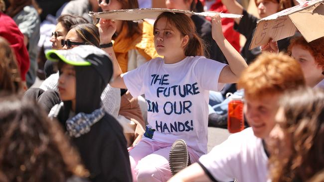 Students pack Melbourne’s CBD. Picture: Mark Stewart