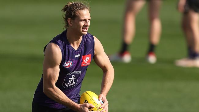 Nat Fyfe in action during a Fremantle Dockers training session.