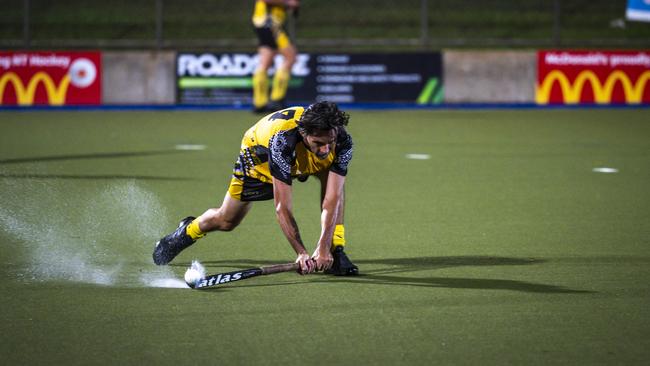 Action from the TPL Men's grand final between East Darwin Storm and the Nightcliff Tigers at Marrara Stadium, 2024. Picture: Patch Clapp.