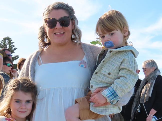 Erin Matthews with Frank and Audrey. Picture: Arj Ganesan