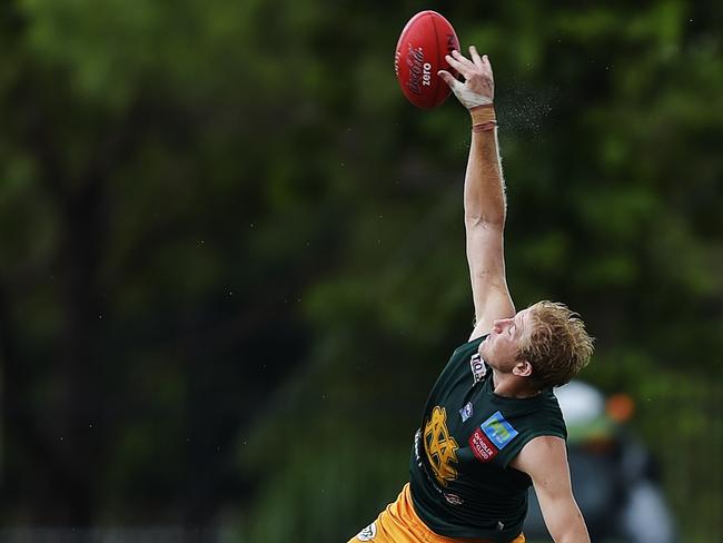 Saints ruckman Ryan Smith believes tomorrow night’s 2019-20 NTFL Grand Final could be decided late in the game. Picture: KERI MEGELUS