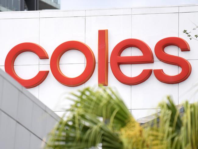 BRISBANE, AUSTRALIA - NewsWire Photos - SEPTEMBER 22, 2020.A Coles supermarket sign above a store in Brisbane. Coles outlets across Queensland will become fully powered by renewable energy sources by 2022.Picture: NCA NewsWire / Dan Peled