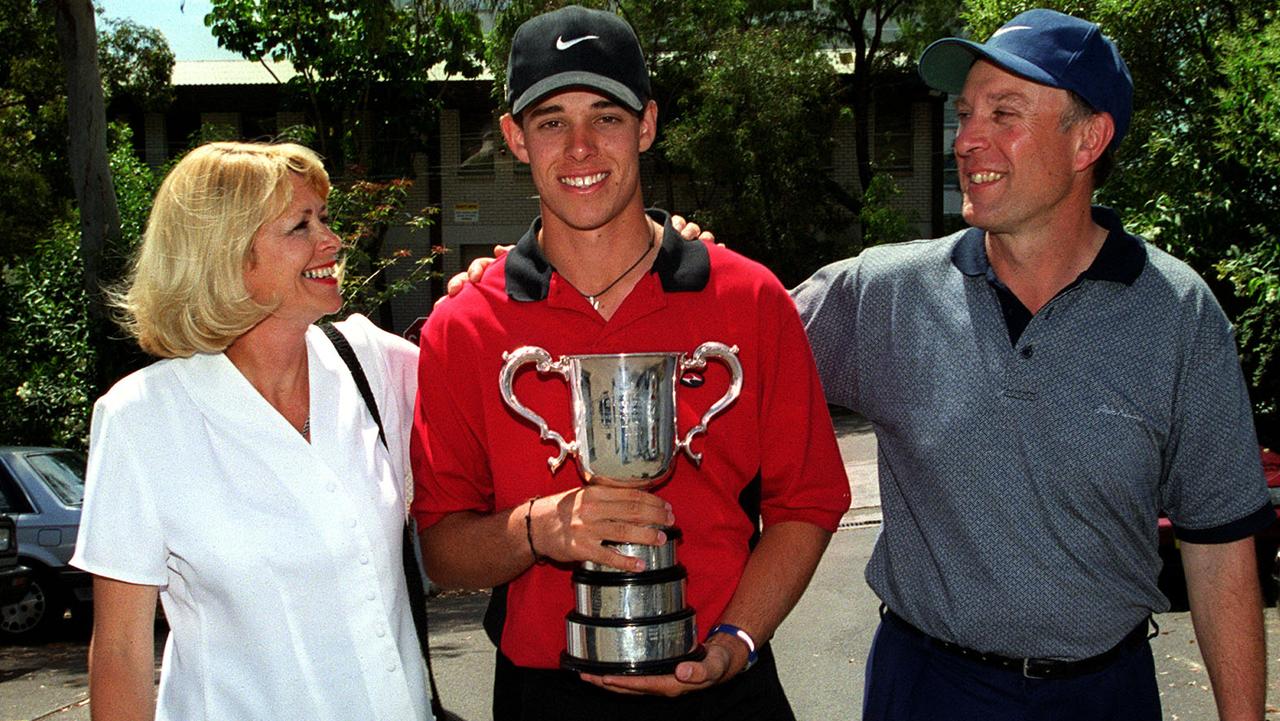 Aaron Baddeley after winning his first Australian Open in 1999.